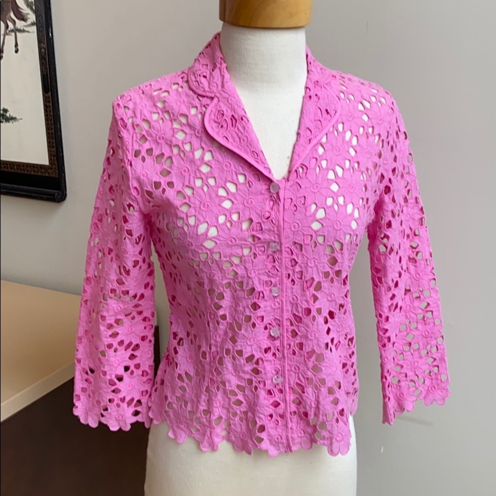 Lilly Pulitzer open work lace jacket